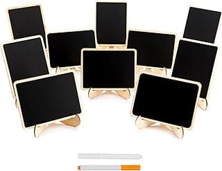 DSTELIN 10 Pack Mini Chalkboards Signs with Easel Stand, Small Rectangle Chalkboards Blackboard, Wood Place Cards for Weddings, Birthday Pa...