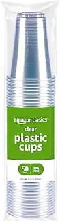 Amazon Basics Disposable Clear Plastic Cups for Cold Drinks, BPA-Free, Easy to Hold, 16oz, 50 Count