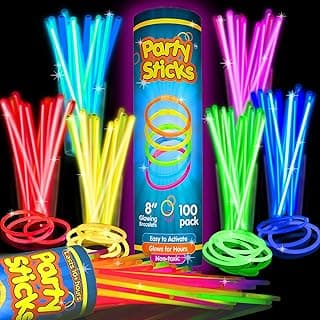 PartySticks Glow Sticks Party Supplies 100pk - 8 Inch Glow in the Dark Light Up Sticks Party Favors, Glow Party Decorations, Neon Party Glo...