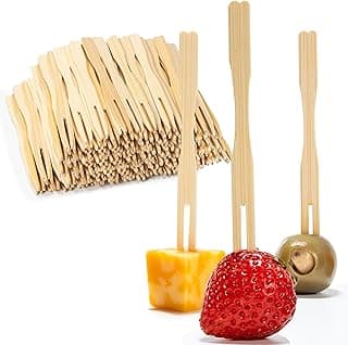 200 Bamboo Appetizer Forks, 3.5" Disposable Bamboo Fork for Charcuterie, Mini Forks for Appetizers, Cocktail Forks for Weddings, Small Appe...
