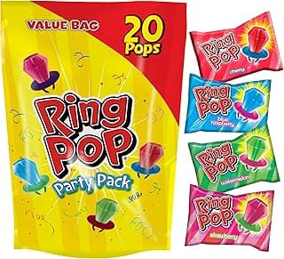 Ring Pop Lollipops - Bulk Candy Individually Wrapped Suckers Variety Party Pack- 20 Count w/Assorted Flavors - Hard Candy for Party Favors,...